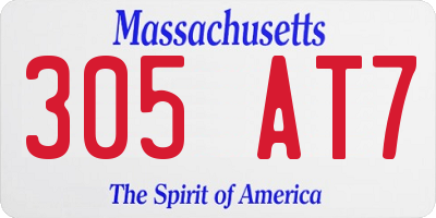 MA license plate 305AT7