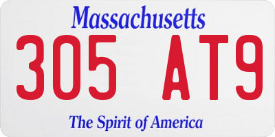 MA license plate 305AT9