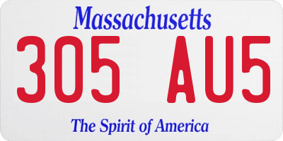 MA license plate 305AU5