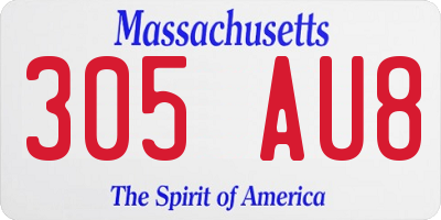 MA license plate 305AU8