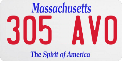 MA license plate 305AV0