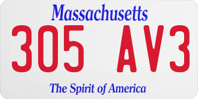 MA license plate 305AV3
