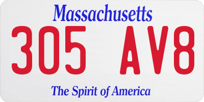 MA license plate 305AV8