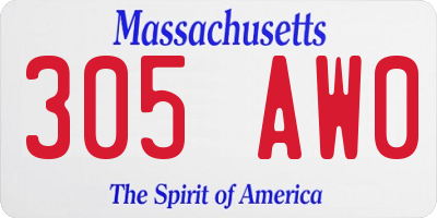 MA license plate 305AW0