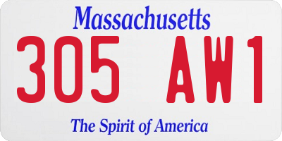 MA license plate 305AW1