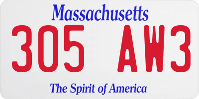 MA license plate 305AW3