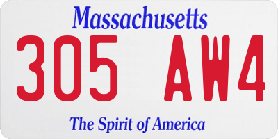 MA license plate 305AW4