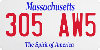MA license plate 305AW5