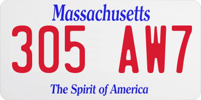 MA license plate 305AW7