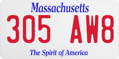 MA license plate 305AW8