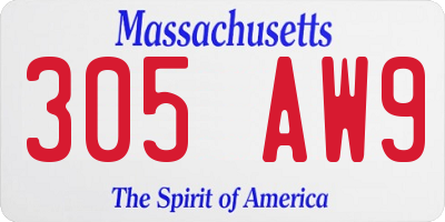 MA license plate 305AW9