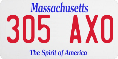 MA license plate 305AX0