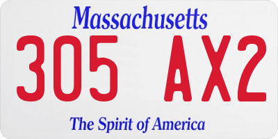 MA license plate 305AX2