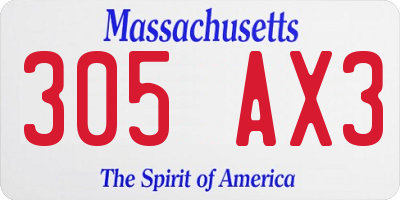 MA license plate 305AX3