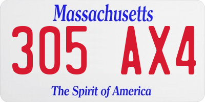 MA license plate 305AX4