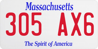 MA license plate 305AX6