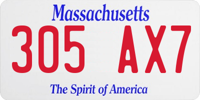 MA license plate 305AX7