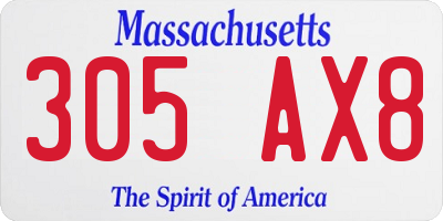 MA license plate 305AX8
