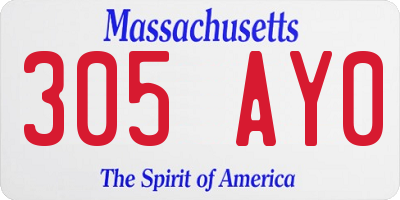 MA license plate 305AY0