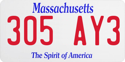 MA license plate 305AY3