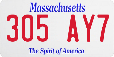 MA license plate 305AY7