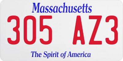 MA license plate 305AZ3