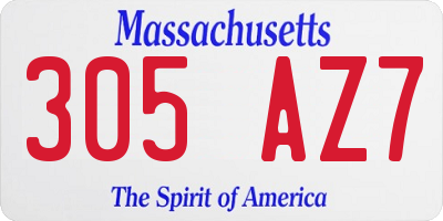 MA license plate 305AZ7