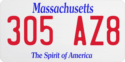 MA license plate 305AZ8