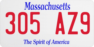 MA license plate 305AZ9