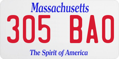 MA license plate 305BA0