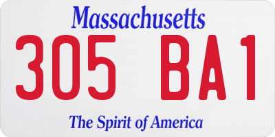 MA license plate 305BA1