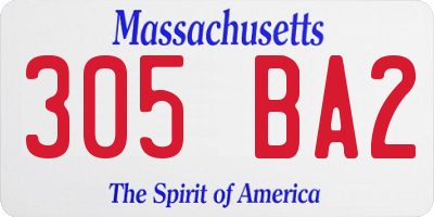 MA license plate 305BA2