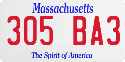MA license plate 305BA3