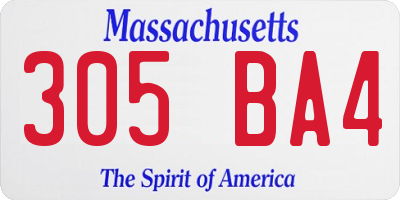 MA license plate 305BA4