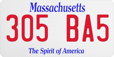 MA license plate 305BA5