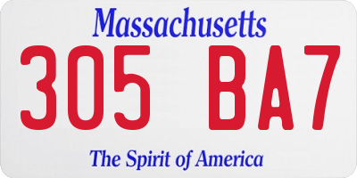 MA license plate 305BA7