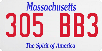 MA license plate 305BB3