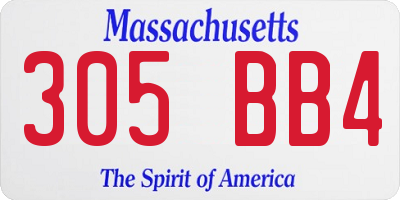 MA license plate 305BB4