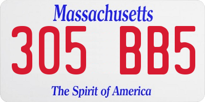 MA license plate 305BB5
