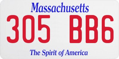 MA license plate 305BB6