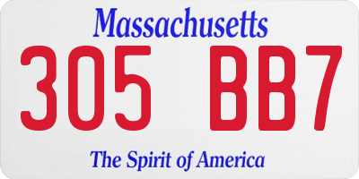 MA license plate 305BB7