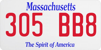 MA license plate 305BB8