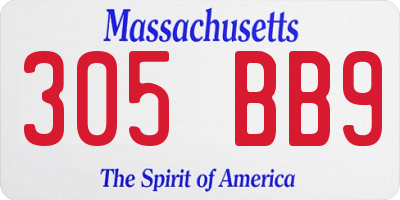 MA license plate 305BB9
