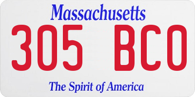 MA license plate 305BC0