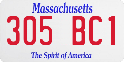 MA license plate 305BC1