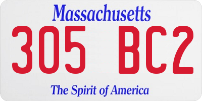 MA license plate 305BC2