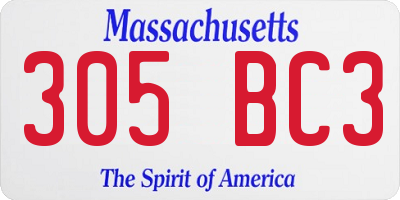 MA license plate 305BC3