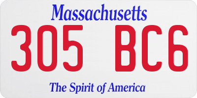 MA license plate 305BC6