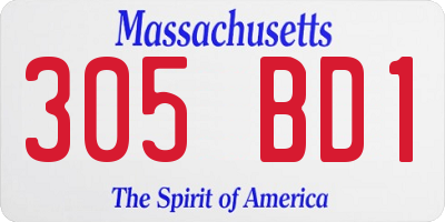 MA license plate 305BD1