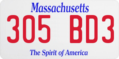 MA license plate 305BD3